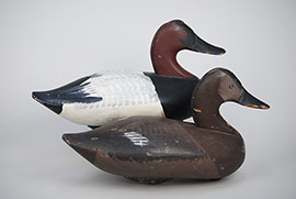 Pair of canvasbacks with lathe-turned bodies by Jess Urie of Rock Hall, MD. 