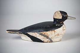 Bufflehead with a balsa body and inserted tail by an unknown Virginia maker