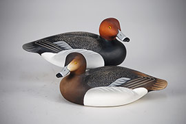 Charlie Joiner miniature canvasback pair, signed and dated 1976