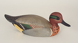 Miniature green-winged teal by Bill Cranmer of Spray Beach, New Jersey, 1960