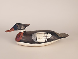 Hollow-carved red-breasted merganser by Gene Hendrickson of Lower Bank, New Jersey
