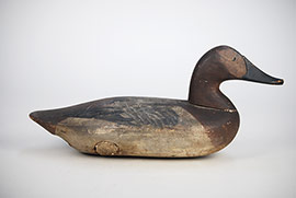 Pair of canvasbacks in bone-dry original paint and excellent paint patterns by Jim Holly of Havre de Grace, Maryland.