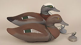 Pair of wigeon by Charles Jobes of Havre de Grace, Maryland, dated 1989, all rigged and ready to go