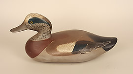 Decorative "Christmas duck" wigeon by Madison Mitchell of Havre de Grace, Maryland, ca. 1950s.