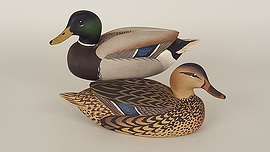 Pair of miniature mallards by Oliver "Tuts" Lawson of Crisfield, Maryland, ca. 1960