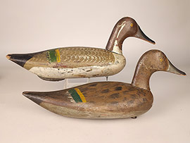 Pair of pintails by John Glen of Rock Hall, Maryland with a slight swimming attitude. 