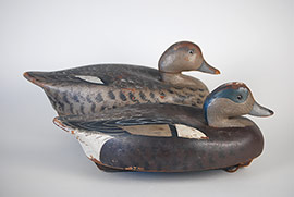 Pair of wigeon by the Wildfowler Decoy Company of Old Saybrook, Connecticut, ca. 1940.