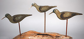 Set of three working silhouette dove decoys found in Pennsylvania, likely made in the 1960