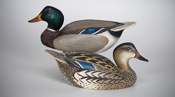 Pair of miniature mallards by the Ward brothers of Crisfield, Maryland.